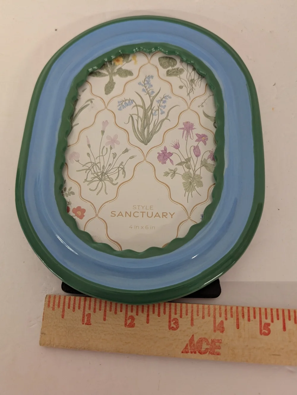 Sanctuary Blue and Green Oval Photo Frame 4x6 New